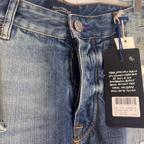 Scotch & Soda Dean Men's Intentionally Distressed and Patched Straight L… - Picture 4 of 14